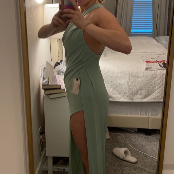 X REVOLVE A Cut Above Gown in Seagreen Katie May - Picture 3 of 5